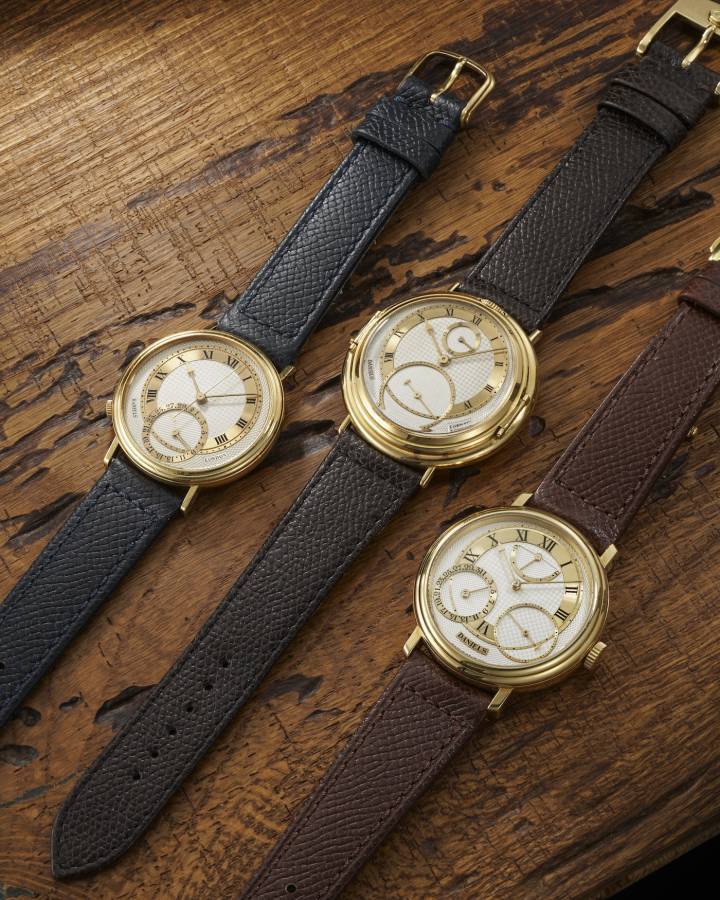  Tres relojes excepcionales de George Daniels se ofrecerán en la XVI subasta de relojes de Ginebra de Phillips en asociación con Bacs & Russo los días 5 y 6 de noviembre: el exclusivo Spring Case Tourbillon en oro amarillo (estimado en más de 1 millón de francos suizos), un reloj de aniversario de oro amarillo limitado a 35 piezas en oro amarillo (estimado CHF 300,000-600,000) y un Millennium de oro amarillo limitado a 48 piezas (estimado CHF 250,000-500,000).