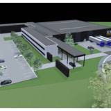 Una representación 3D del futuro centro de almacenaje y distribución Europeo de Ice-Watch en Bastogne 