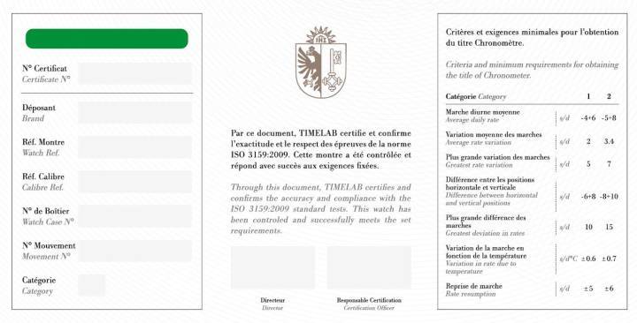 Los siete criterios de la norma ISO 3159 necesarios para la certificación de cronómetros