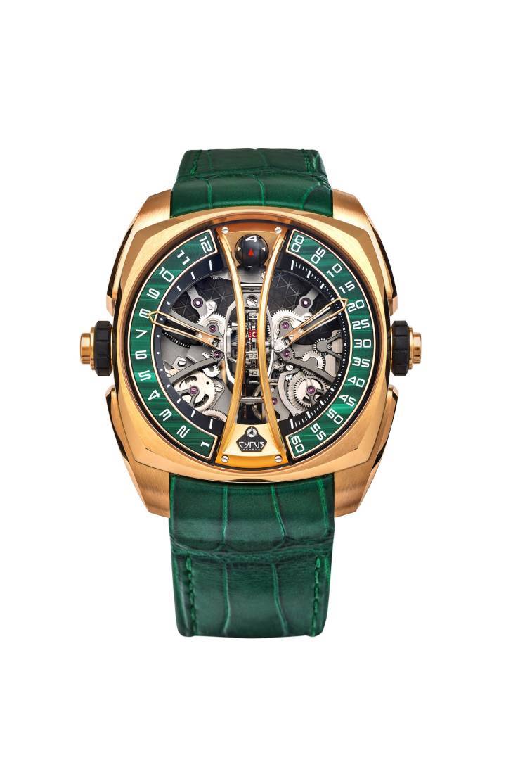 Cyrus Klepcys Vertical Skeleton Tourbillon Malachite en dos piezas únicamente