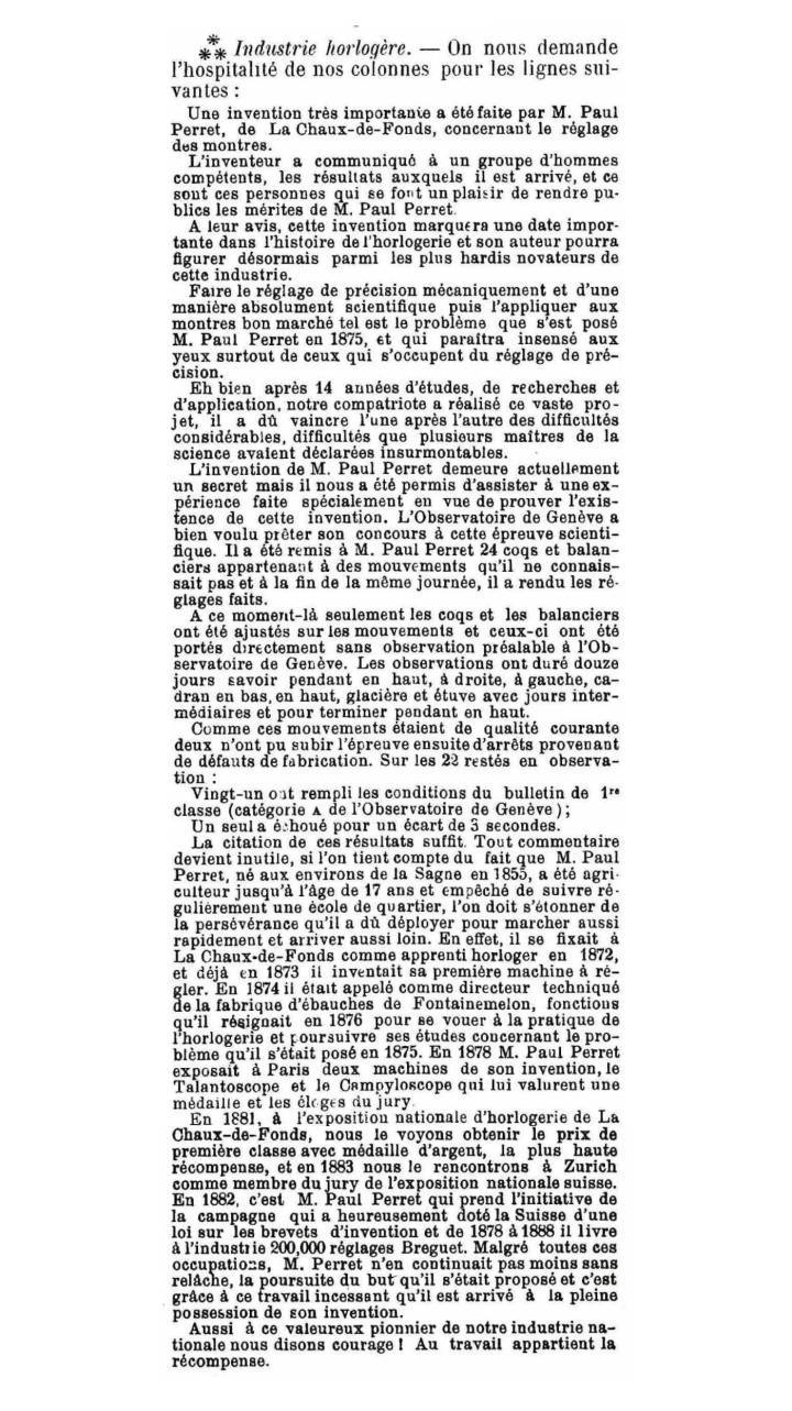 Carta anónima de Perret - La carta “bomba” de Perret L'Impartial (1889)