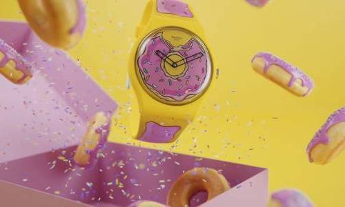 Swatch marca el regreso de los Simpson con un reloj inspirado en un donut