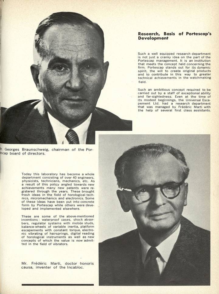 Fritz Marti se alegró de compartir protagonismo con Georges Braunschweig: ambos habían trabajado juntos desde que asistieron a la ETH de Zúrich y Marti, centrado en la tecnología, apreciaba las habilidades comerciales de su viejo amigo.