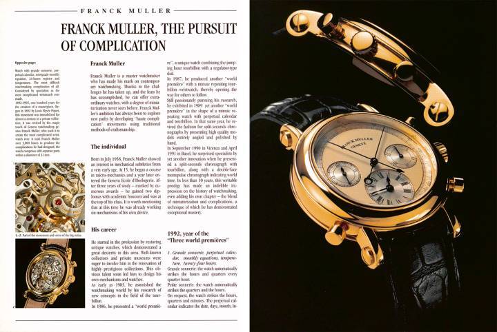 Franck Muller, “prodigio” de las grandes complicaciones, en Europa Star, poco después del lanzamiento de su marca a principios de los 90. ©Archivos Europa Star