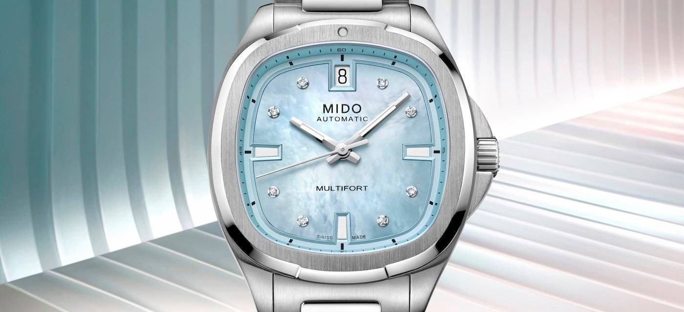 Mido Multifort TV 35 Con nácar azul y diamantes