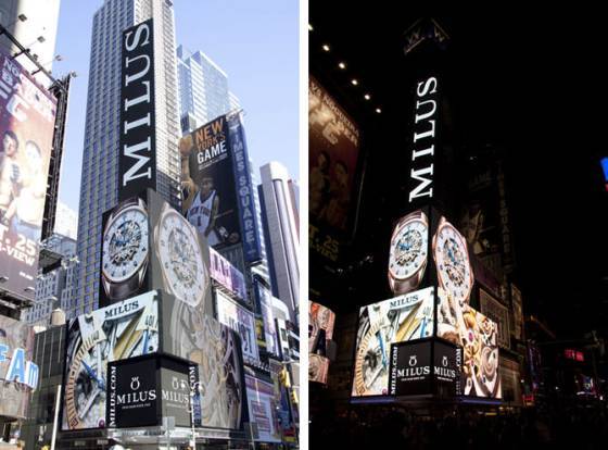 MILUS muestra La hora actual en Times Square, en Nueva York