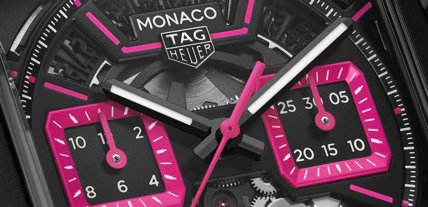 Cronógrafo TAG Heuer Monaco con esfera esqueletizada rosa