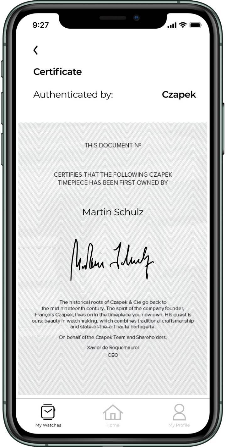 Un certificado de autenticidad protegido por blockchain.