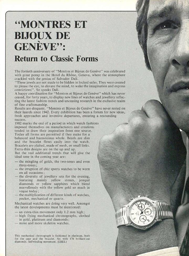 Ebel fue una marca esencial del estilo sport-chic en la década de 1980, en particular gracias a su relación privilegiada con el mundo del tenis.