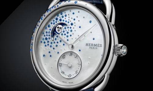 Hermès Arceau Petite Lune Alfombrado de diamantes y zafiros