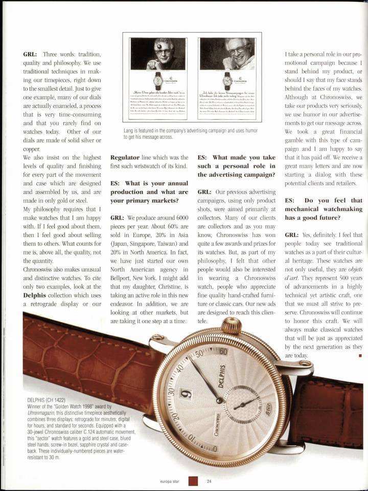 El Chronoswiss Delphis en 1998 en Europa Star 