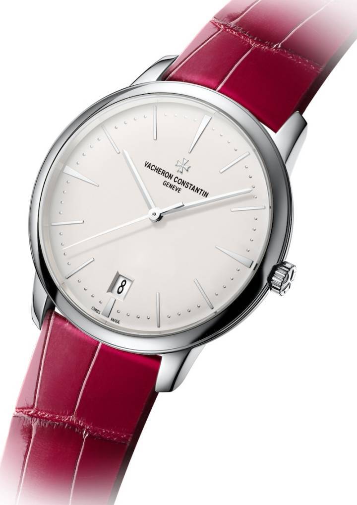 Vacheron Constantin Patrimony con correa de piel de cocodrilo en rojo