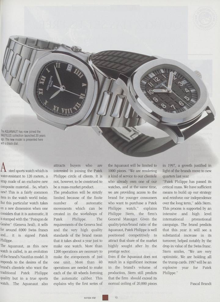 Descubriendo el Patek Philippe Aquanaut en 1997.