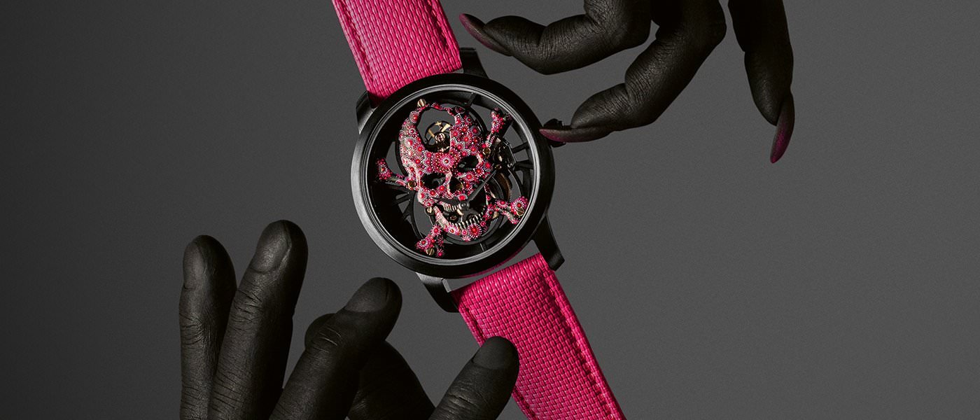 Jaquet Droz Tourbillon Skelet Ceramic Skull Pink Pointillism: la muerte nunca se vio tan bien