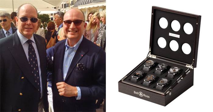 Izquierda: el Principe Alberto II & Carlos Rossillo - Derecha: la Bell & Ross Collector's Box para ONLY WATCH 2013