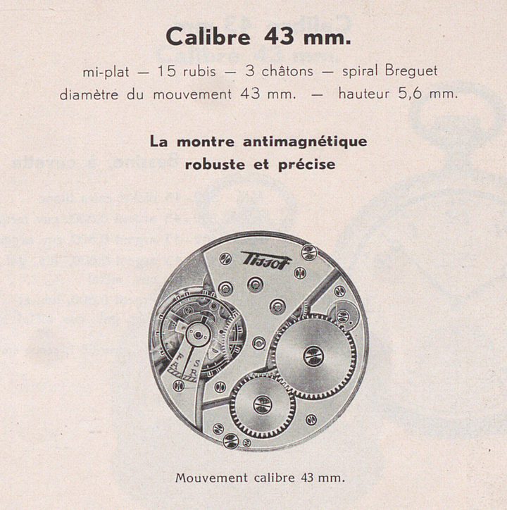 Calibre 43. Catálogo Tissot n°9 des montres de précision, Catálogo de clientes, 1934. Colección del Museo Tissot.