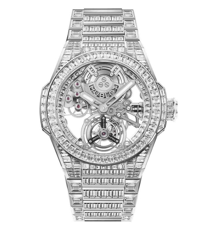 El Alta Big Bang Integral Tourbillon High Jewellery, una nueva pieza única completamente engastada (484 diamantes talla baguette con un total de 31 quilates)