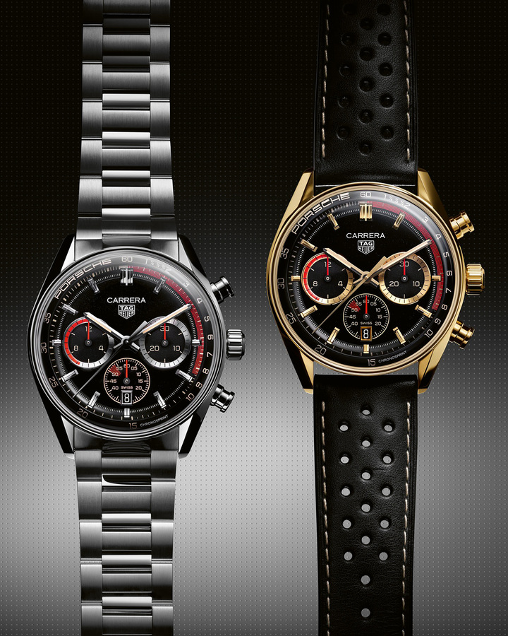 Los nuevos modelos TAG Heuer Carrera Chronosprint x Porsche Rallye de edición limitada incorporan el calibre TH20-08, cuyo módulo de cronógrafo es exclusivo de su colaboración con Porsche: al añadir dos engranajes en forma de caracol, el segundero central acelera durante los primeros 15 segundos de cada minuto y luego desacelera durante los sesenta segundos restantes. Estos nuevos modelos se inspiran en los históricos cronómetros de salpicadero Heuer, que desempeñaron un papel clave en las victorias de los bólidos en el Rally de Montecarlo.