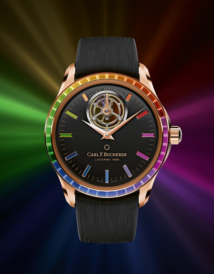 Carl F. Bucherer revela su lado desinhibido con una cascada de color en el Manero Tourbillon Double Peripheral Paradise, y le da al Manero Peripheral un cambio de imagen más ligero y brillante.