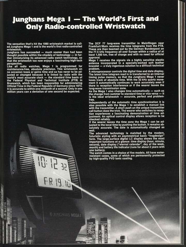 El lanzamiento del Junghans Mega en 1990 en Europa Star.