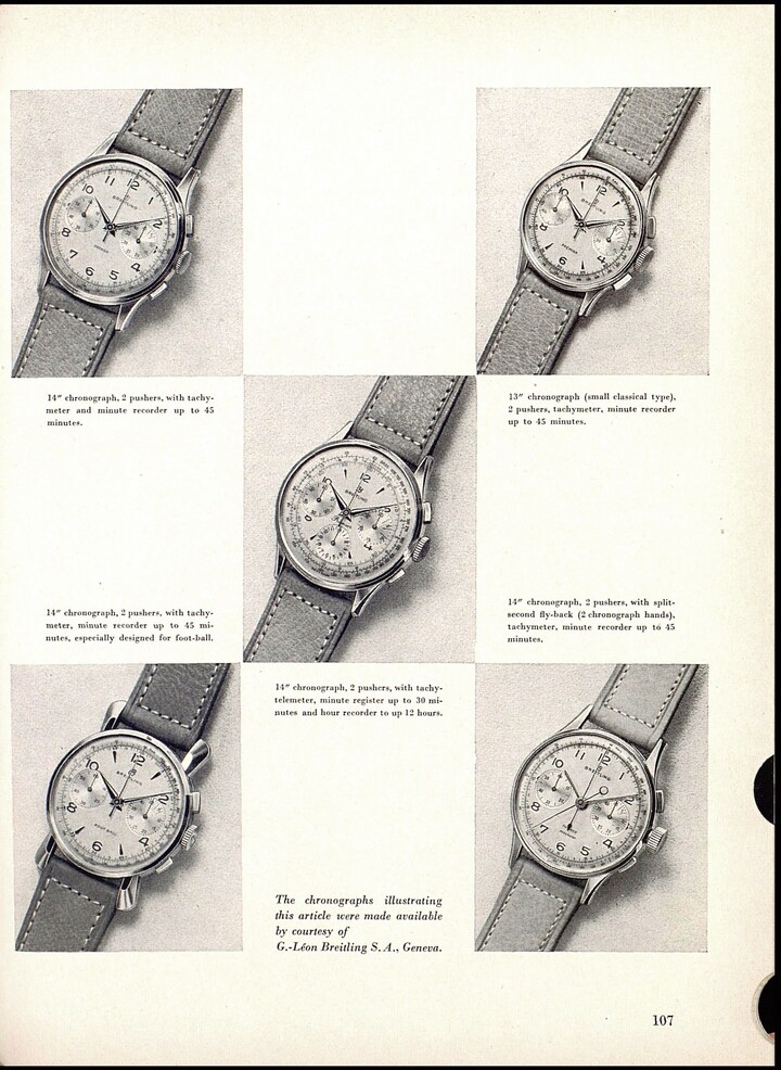 Breitling se ha ganado su reputación gracias a su experiencia como fabricante de cronógrafos. En la imagen, un artículo de Europa Star de 1953.
